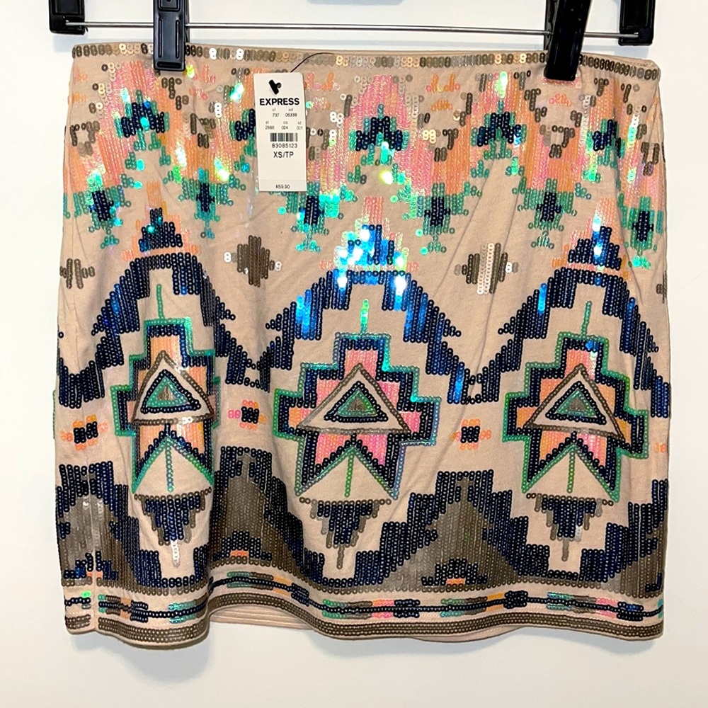 Sequin (multi color) mini skirt! Never worn! Size extra small!!